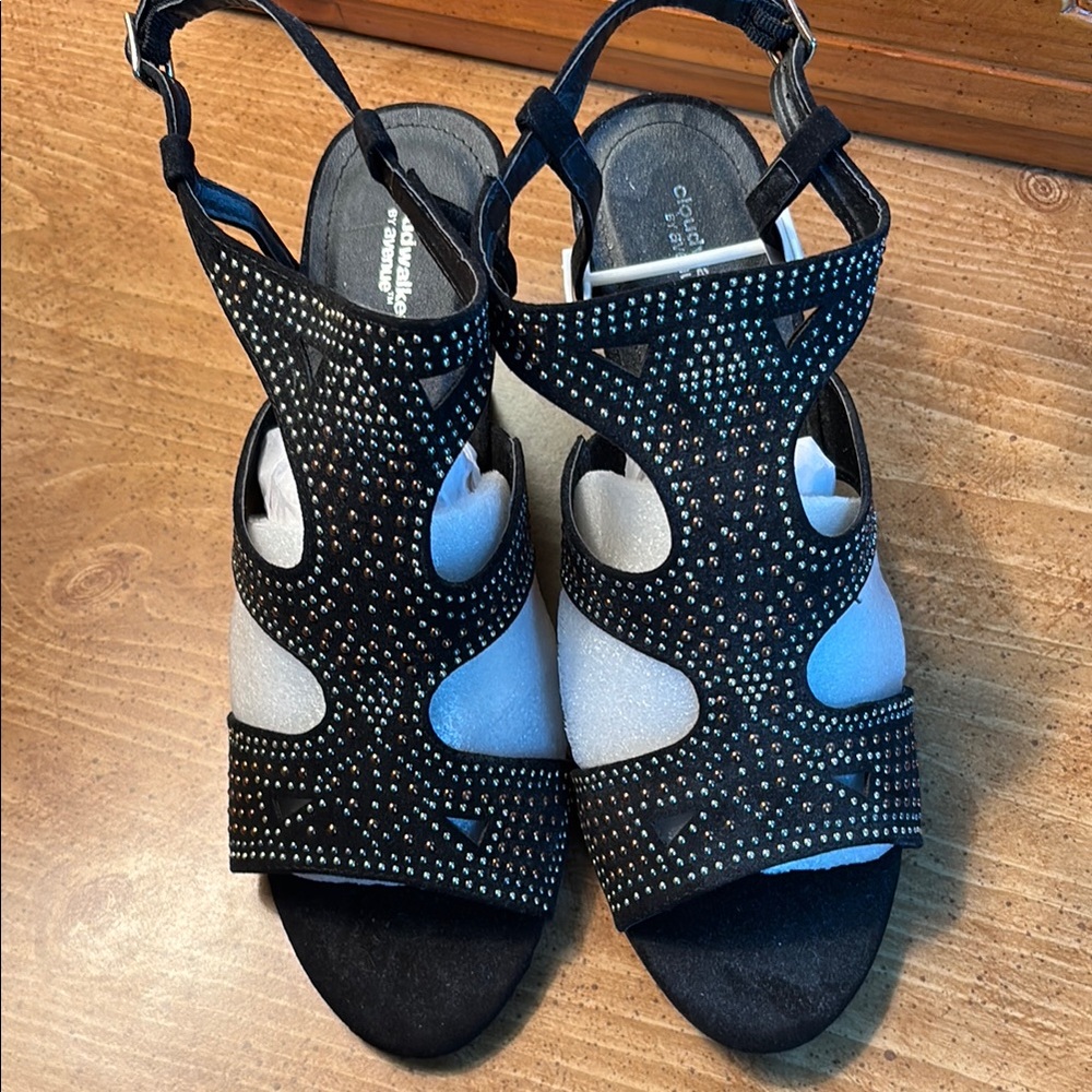 Elegant Black and Silver Women's Sandals